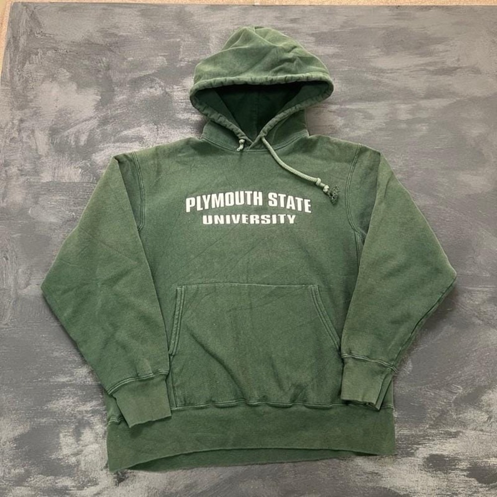 Vintage Plymouth‎ State University Hoodie Medium Green Champion Reverse Weave